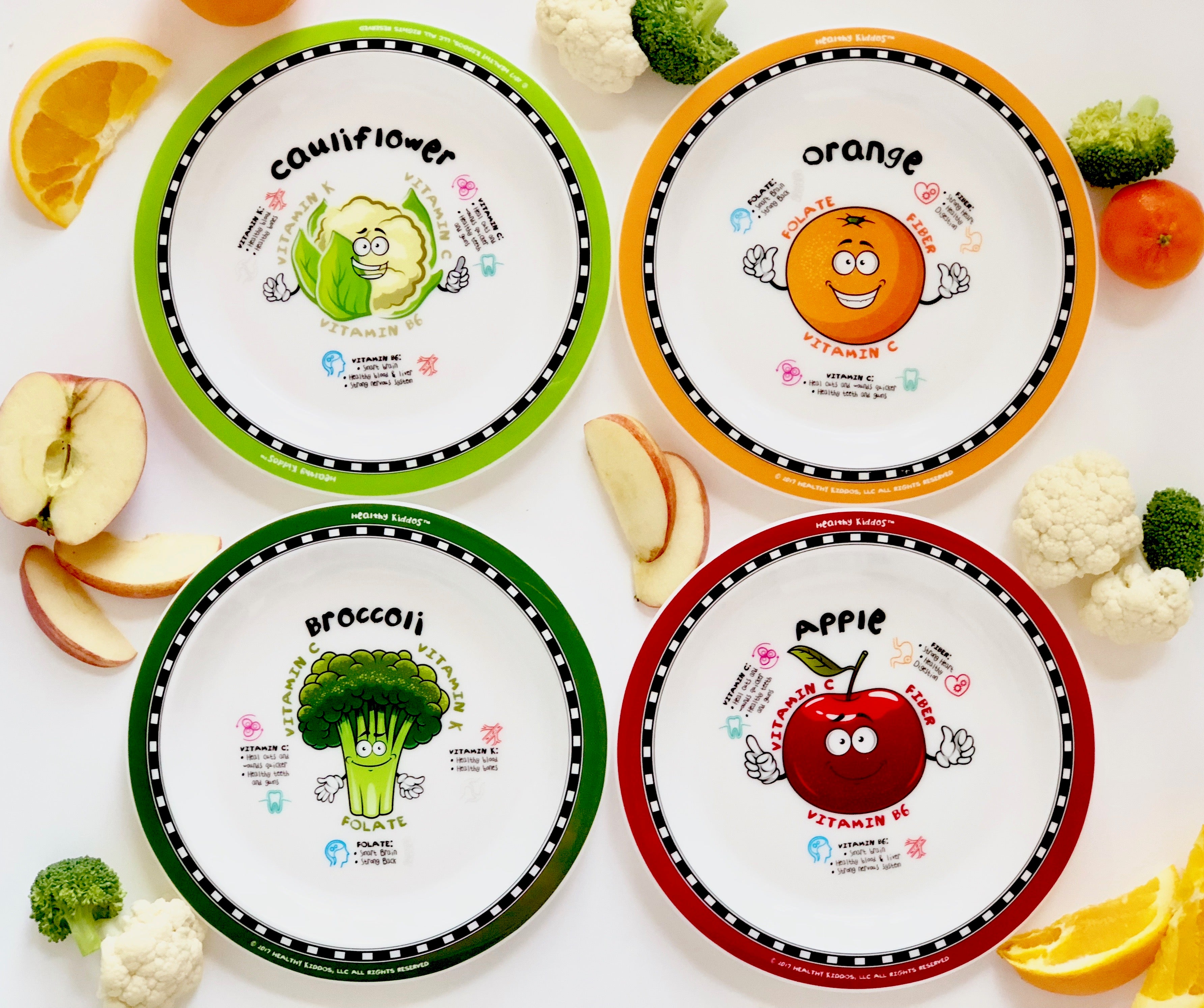 Healthy Kiddos™ 4-pack Children's Nonslip Fruit and Veggie Plates