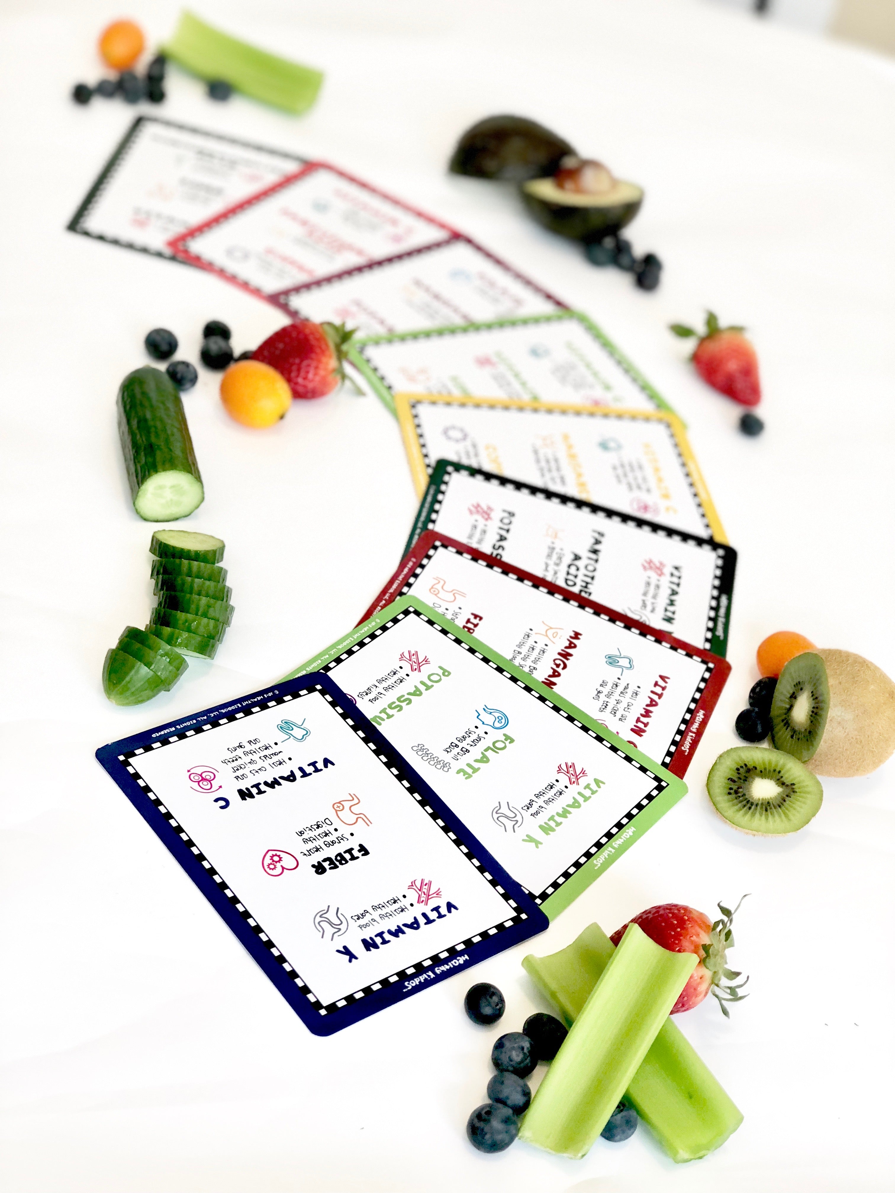 Digital Healthy Kiddos™ 24 Colorful Fruit & Veggie Flashcards